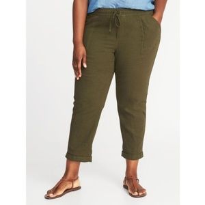 Mid-Rise Plus-Size Linen-Blend Cropped Pants
